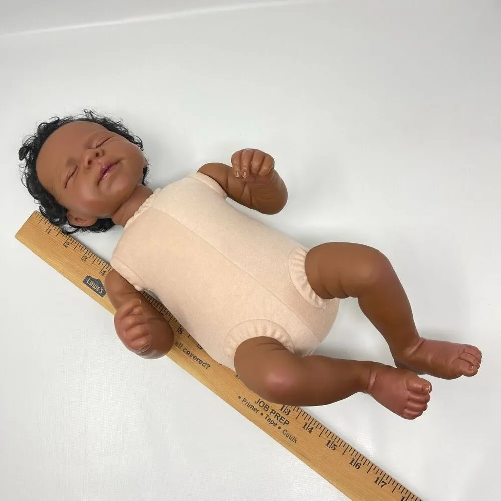 Joanna Kazmierczak Reborn Newborn Doll African American Soft Body 17” Preowned